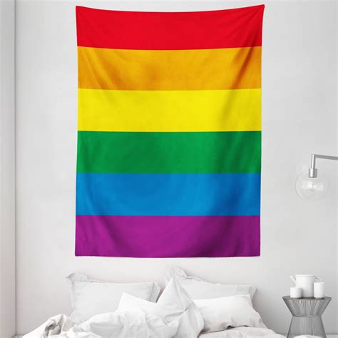 Pride Tapestry Horizontal Rainbow Colored Flag Of Gay Parade Freedom Equality Love Passion
