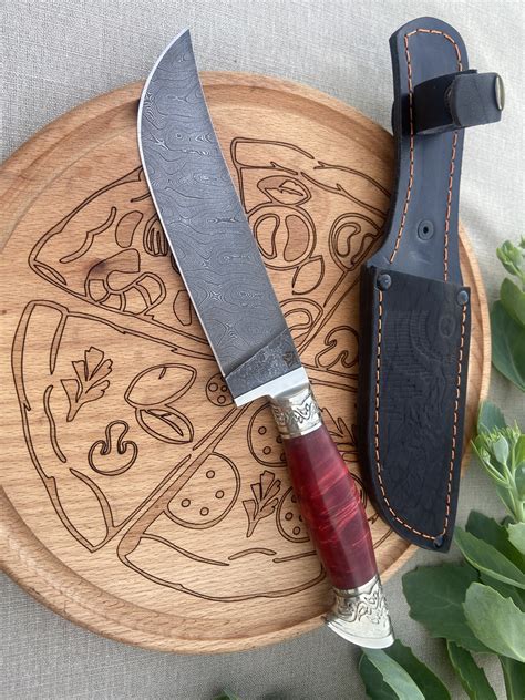Kitchen Knife Uzbek Pchak Handmade Russian Damascus Forged Steel