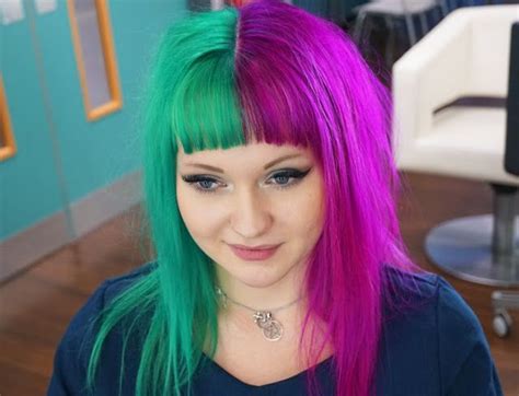 Make Up Artist How To Do Half And Half Pink And Green Hair Split