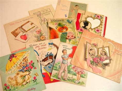 Large Lot Of Vintage Greeting Cards For Crafts Etsy
