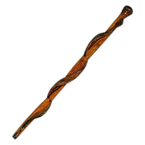 Vintage Folk Art Hand Carved Wooden Rattlesnake Walking Stick
