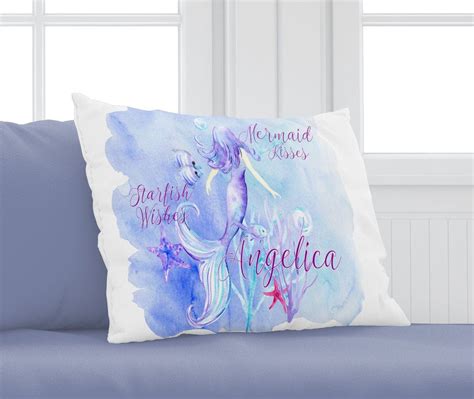 Personalized Mermaid Pillowcase Mermaid Decor Mermaid Kisses Starfis