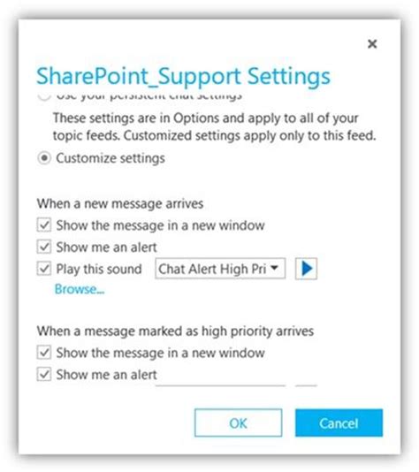 setting notification options for persistent chat in skype for business one minute office magic