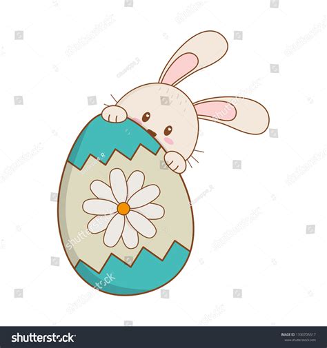 Little Rabbit With Egg Painted Easter Character Royalty Free Stock