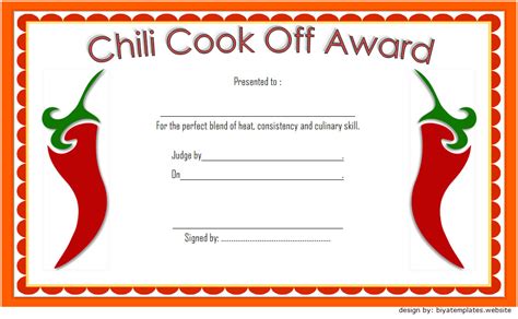 Free Printable Chili Cook Off Certificate