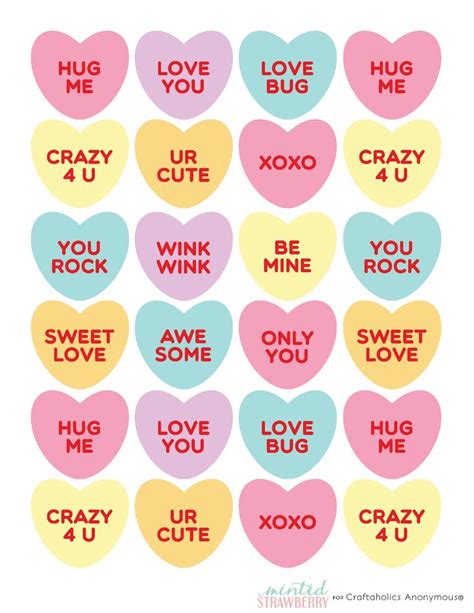Candy Heart Printablepdf Valentine Stickers Valentines Diy Diy
