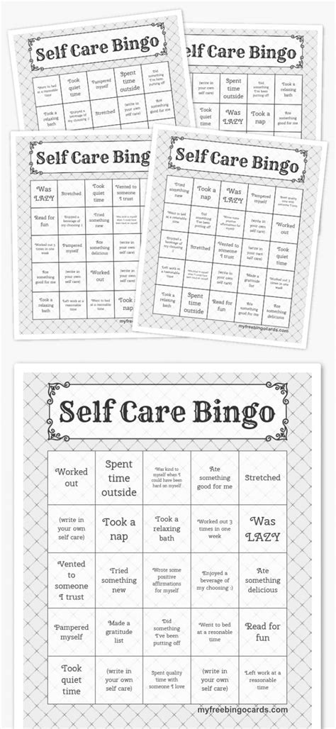 Free Printable Bingo Cards Coping Skills Self Care Self Printable