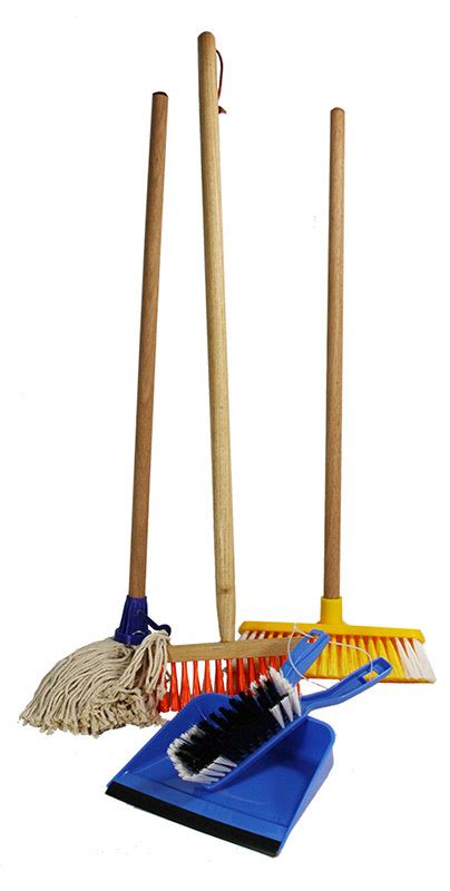 Childrens 5pce Cleaning Set Mop Brooms Dust Pan And Brush