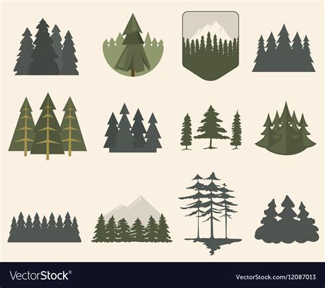 Forest Tree Silhouette Set Royalty Free Vector Image