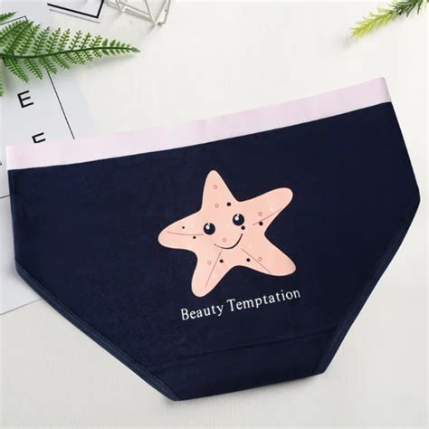 Bozimei Casual Panties For Women Cotton Starfish Print Letters