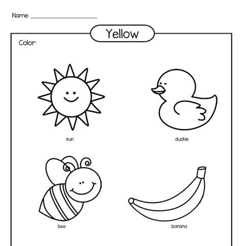 Free Printable Color Yellow Worksheets