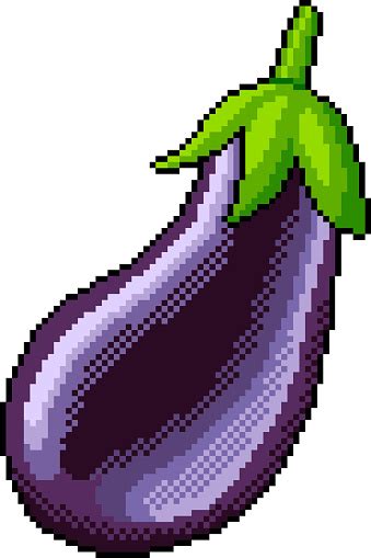 Pixel Whole Eggplant Detailed Illustration Isolated Vector Stock