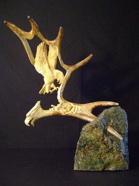 Download in under 30 seconds. moose antler carving. Eagle and fish | Antler art, Bone ...