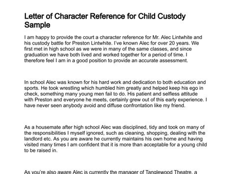 How do you write a good affidavit yourself. sample character reference for child custody | Sample ...