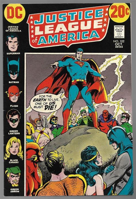 Carthan, banished from his home world dryanna to earth by his ruler xandor, attempts to contact the justice league for help but cannot do so directly; Justice League of America #102.....DC Comics....VF ...