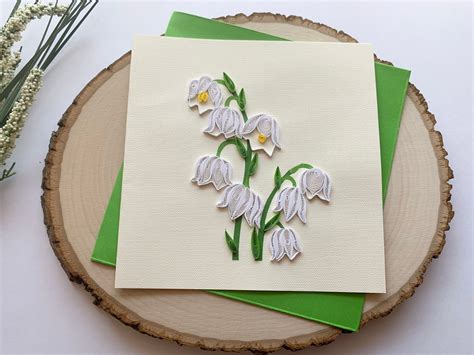 Lily Of The Valley Quilling Card May Flower Birthday Card Etsy