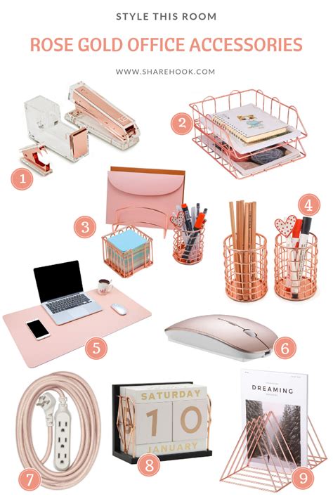 Rose Gold Office Accessories Room Decor Bedroom Rose