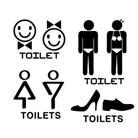 4pairset Funny Creative Design Men Women Toilet Door Stickers Bathroom Restroom Wc Door Sign