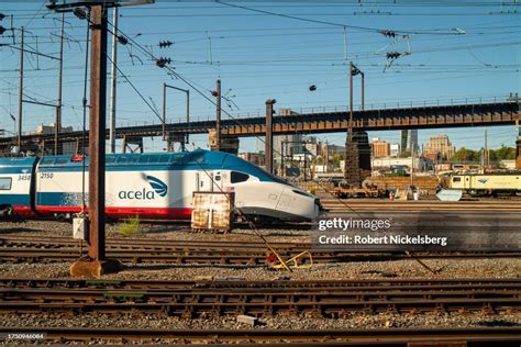 The Engine To An Acela Amtrak Train Is Seen October 18 2023 At The