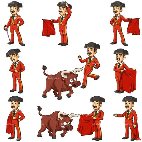 Bullfighter Waving Cartoon Clipart Vector Friendlystock
