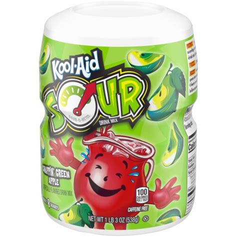 Kool Aid Sour Snappin Green Apple Sugar Sweetened Artificially