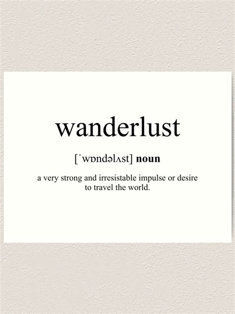 Wanderlust Print Dictionary Definition Prints Art And Collectibles