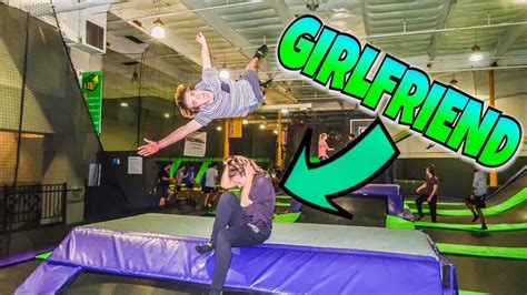 Dangerous Tricks Over Girlfriend Trampoline Park Youtube