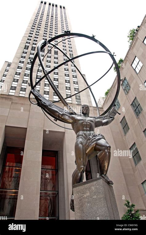 Atlas Statue Rockefeller Plaza Center New York City Manhattan Stock