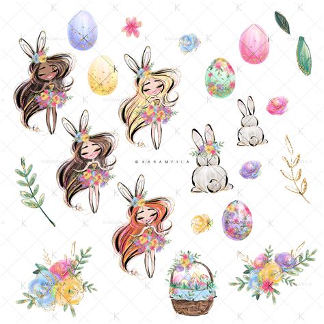 Easter Eggs Bunny Fairy Clipart