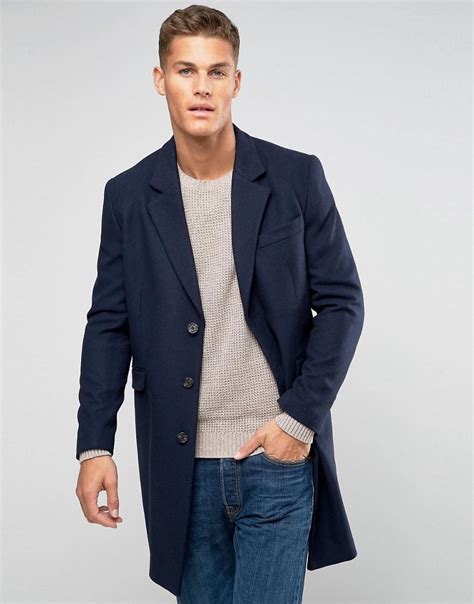 Discover discounted men's clothes, shoes and accessories at asos. ASOS Asos Wool Mix Overcoat In Navy in Blue for Men - Lyst