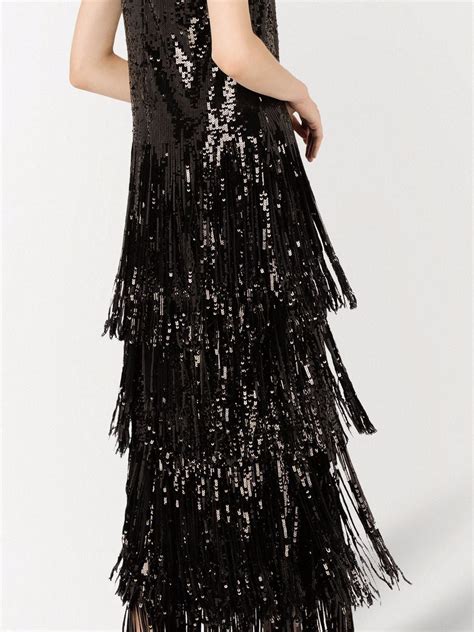 dolce and gabbana fringed sequinned evening dress farfetch