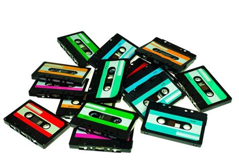 Premium Photo Stack Vintage Compact Cassette Tape Close Up Set Of