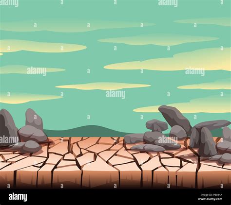Landscape Of Dry Cracked Ground Illustration Stock Vector Image And Art