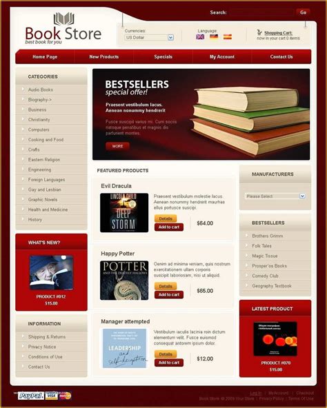 Free Website Templates For Book Publishing Of Book Store Os Merce Template