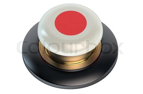 Button With Flag Of Japan Isolated On White Background Stock Photo
