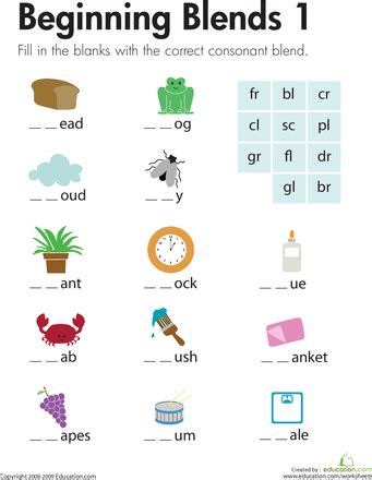 This packet of worksheets will help your students practice and learn beginning blends bl words. Beginning Blends 1 | フォニックス、教育、文法