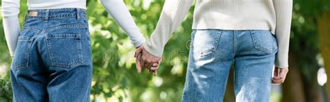 Back View Of Lesbian Couple Holding Stock Image Image Of Outdoors Sexually 236038755