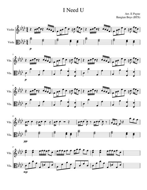 Had the pleasure of working with jason for a vocal version collab! I Need U - BTS - Viola & Violin sheet music for Violin ...