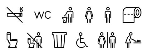 Vektor Toilette Symbol Satz Editierbar Schlaganfall Linie Toilette