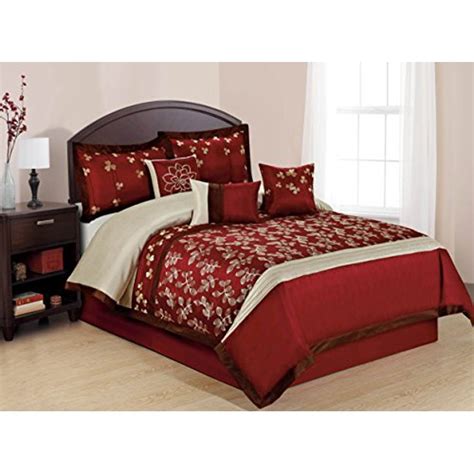 Beddinginn.com has a large of classy and stylish selections comforter sets you can choose.new arrival keep update on comforter sets and you can purchase the latest trending fashion items frombeddinginn.please purchase products with pleasure. Unique Home 7 Piece Celin Burgundy/White Embroidered Leaf ...