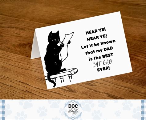 Printable Cat Dad Card Fathers Day Cat Card From The Etsy