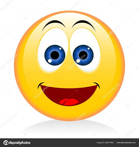 Emoji meaning a yellow face with smiling eyes and a broad, closed smile turning up to rosy cheeks. Emoji Emoticon Happy Funny Face — Stock Photo © 3d ...