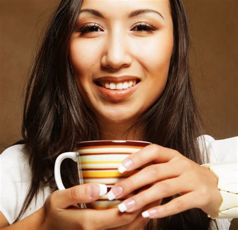 Premium Photo Pretty Asian Woman Drinking Coffee