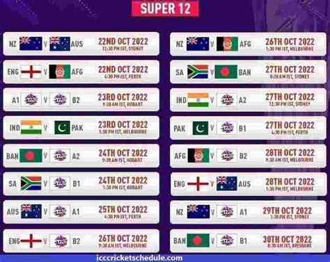 Icc Cricket T World Cup Schedule Team Venue Time Table Pdf