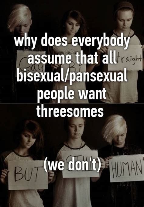 why does everybody assume that all bisexual pansexual people want threesomes we don t