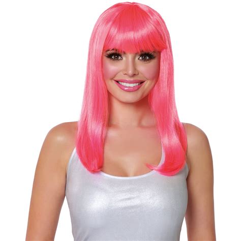 Way To Celebrate Long Pink Bob Wig Adult Womens Halloween Accessory