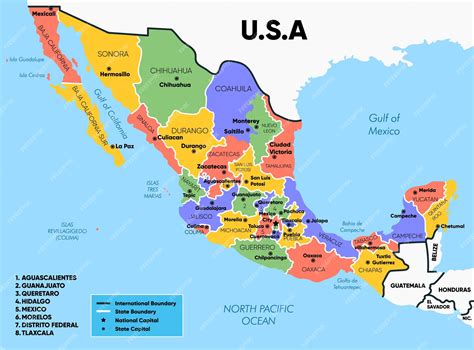 Mapa De México Con Nombres Detallados De Estados Y Ciudades Vector