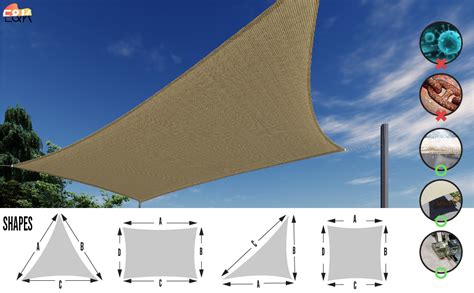 16x16x16 Beige Triangle Sun Shade Sail Fabric Canopy Patio Cover Garden