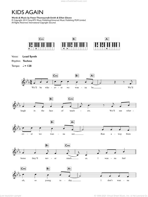 It's easy to figure out chords. Example - Kids Again sheet music for piano solo (chords, lyrics, melody)