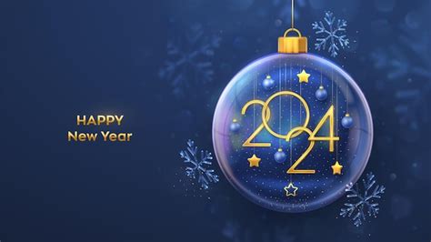 Premium Vector Happy New Year 2024 Hanging Golden Numbers 2024 With
